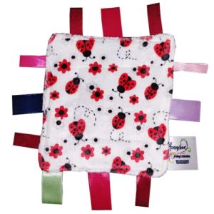 Tagged comfort blanket with custom printing